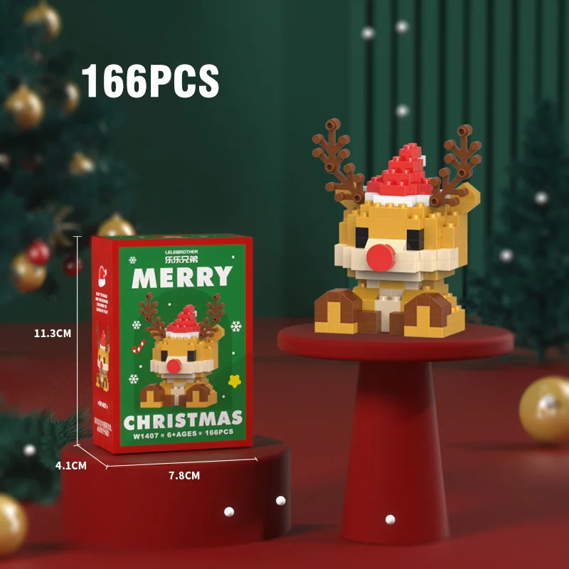 DIY Christmas Building Block Snowman Elk Santa Claus Model Micro Brick Building Block Xmas Tree Decoration Children Toy Gift 6