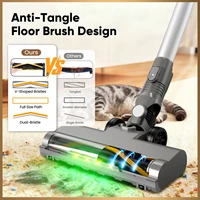 Aspirateur sans fil LAMZIEN V12PRO, 32000PA/40 min d'autonomie, filtration HEPA efficace, avec phare LED vert, brosse anti-emmêlement en forme de V pour sols durs, tapis et poils d'animaux 4