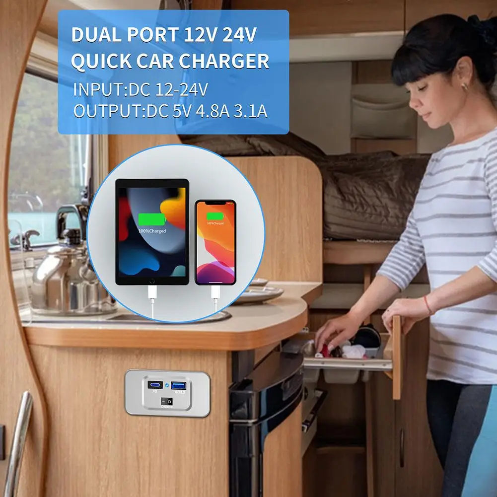      ܼƮ г Ʈ,  QC 3.0, USB  PD, κ ڵ, , Ʈ, RV, 12V-24V
