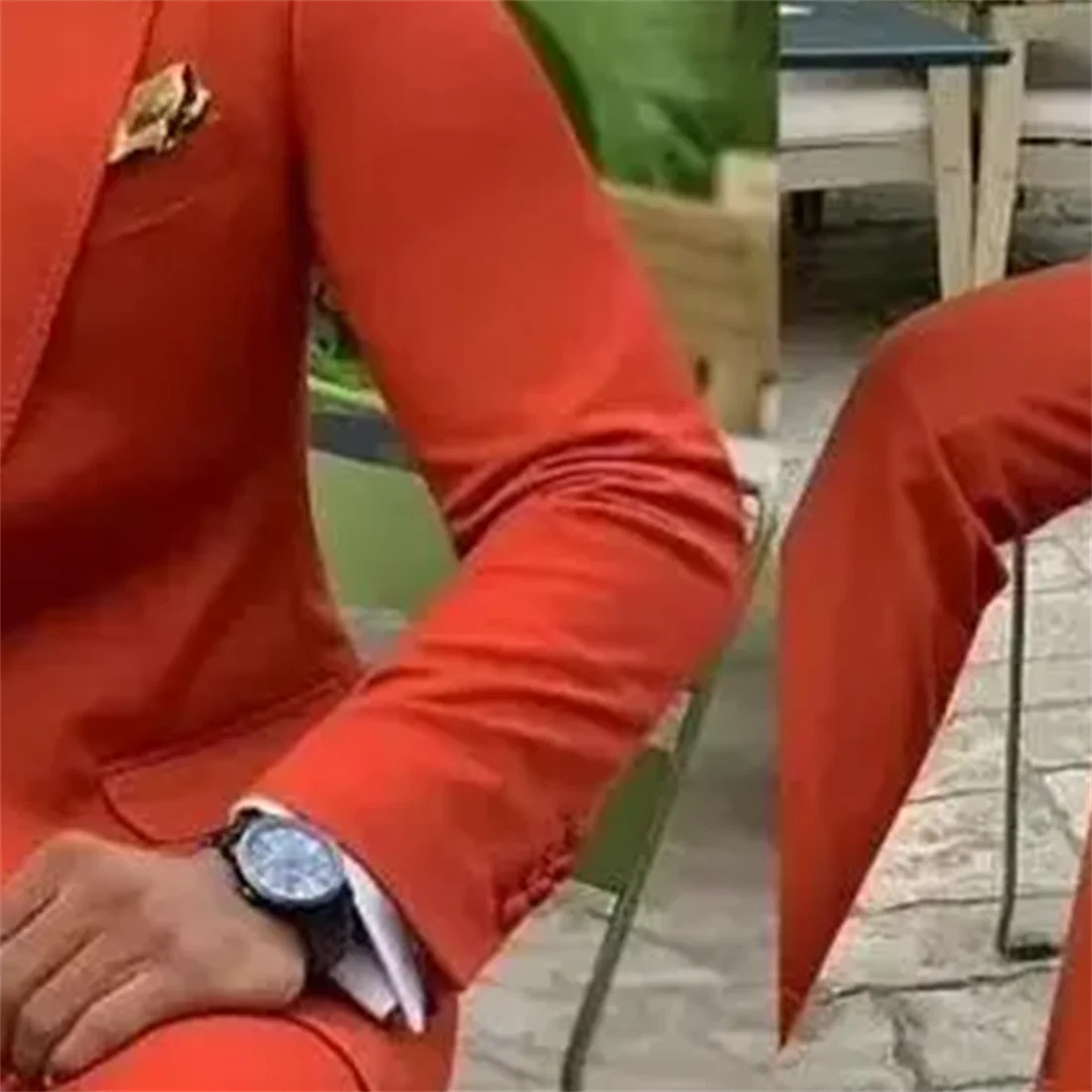 2 Pieces Men's Suits Handsome High Quality Dark Orange Men Wedding Tuxedos Groom Pants  Prom Jacket Blazer Men Clothing