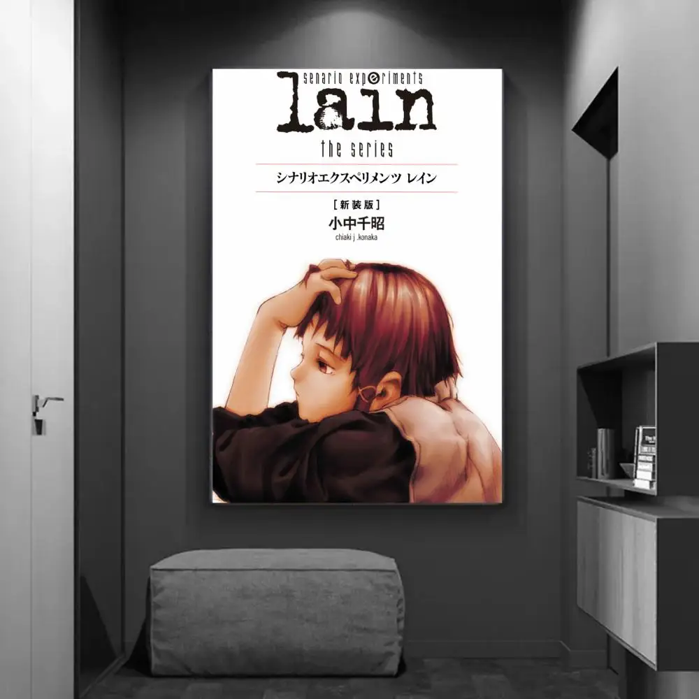 Serial Experiments Lain Anime Movie Sticky Posters Fancy Wall Sticker for Living Room Bar Decoration Vintage Decorative Painting