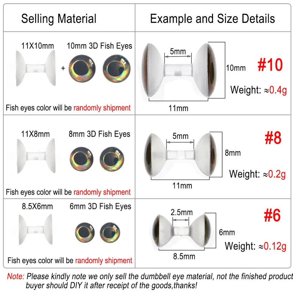 Confezione Da 10 Occhi Realistici A Forma Di Manubrio, Materiali - Foto 9