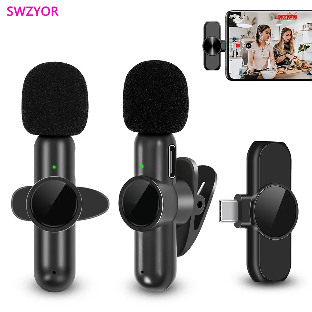 New Wireless Lavalier Microphone Noise Cancelling Audio Video Recording for iPhone/iPad/Android/Xiaomi/Samsung Live Game Mic