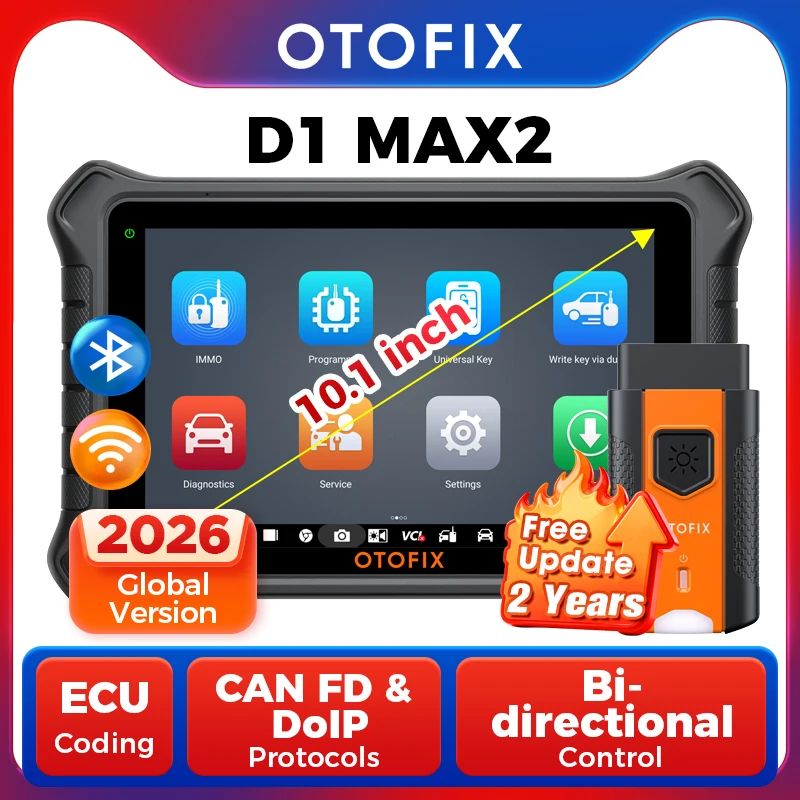 Skaner Diagnostyczny OTOFIX D1 Max2, Dwukierunkowy Skaner Bluetooth, Narzędzie do Kodowania ECU, Diagnostyka OBD2, 2 Lata Bezplatnych Aktualizacji