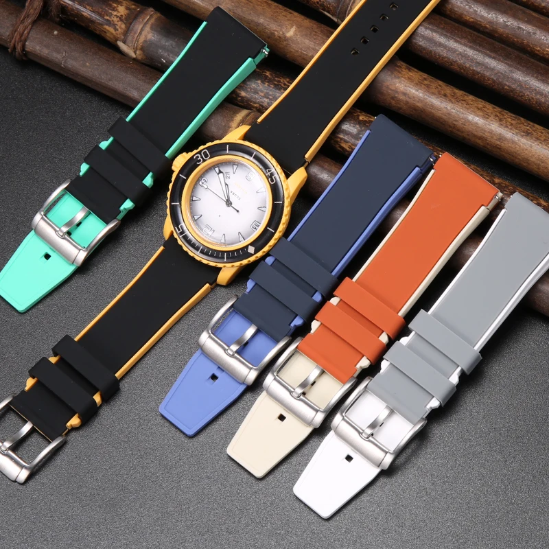 Cinturino In Gomma Siliconica Da 22Mm Adatto Per Cinturino Blancpain Co Cinturino Sportivo Con Fibbia Ad Ardiglione Impermeabile