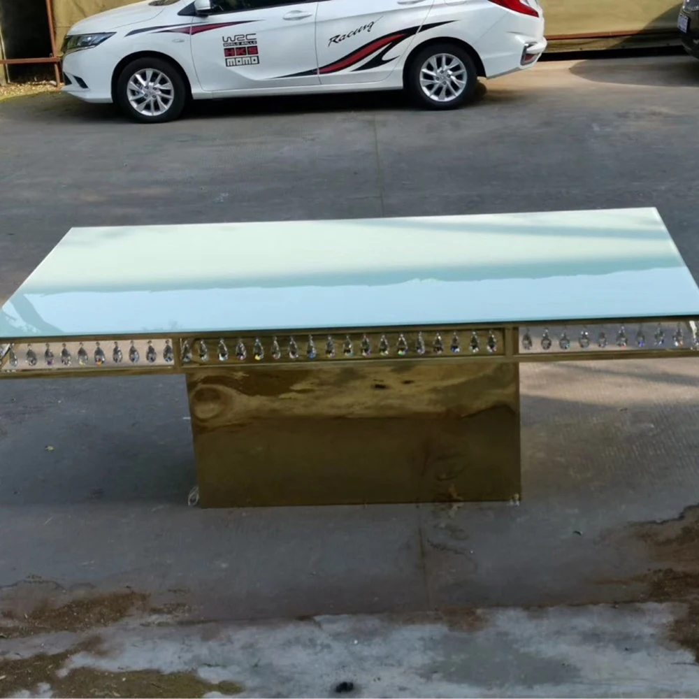 

Exquisite Dining Room Furniture Dining Table Wedding Decoration Stainless Steel Table