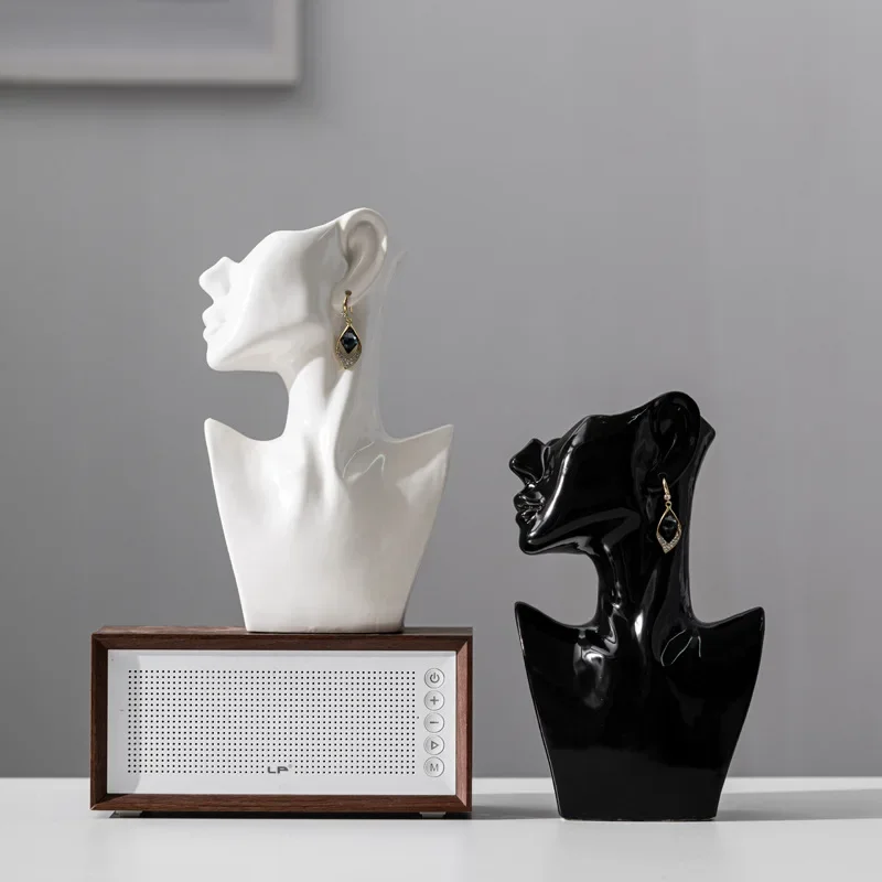 Modern Art Abstract Side Face Vase Head Ceramic Vase Dried Flowers Table Decoration Living Room Office Decoration Home Decor 3