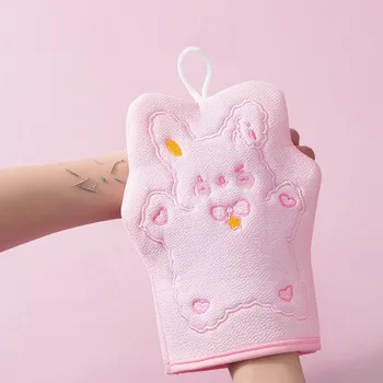 1 pz simpatico coniglietto ricamo asciugamano da bagno a forma di comodo asciugamano morbido bambino bambini spugna da bagno spugna da bagno per bambini forniture da bagno