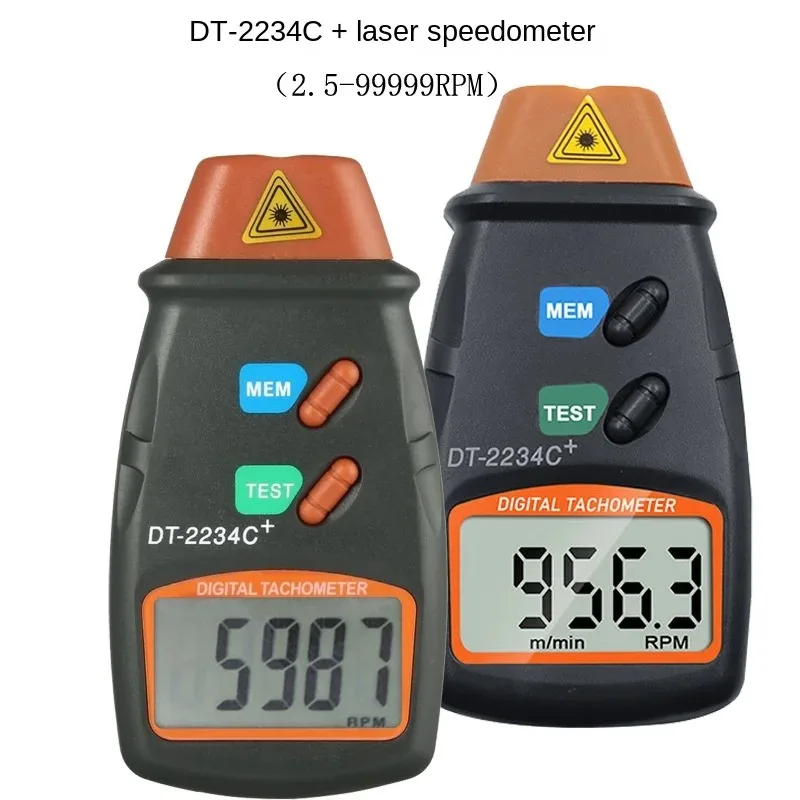 DT2234C+ Handheld LCD Digital Mini Non-contact Laser Photo Tachometer with Bag RPM Speed Measurement Meter Speedometer Tool