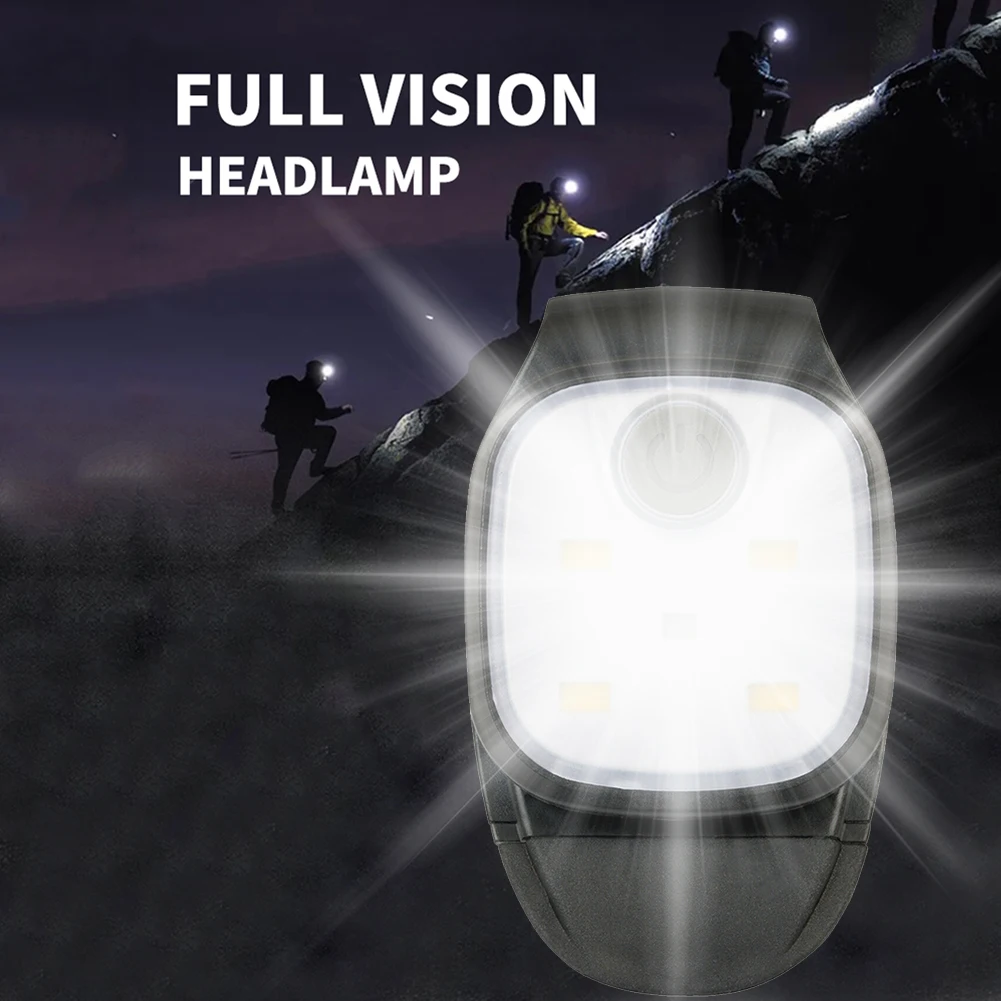 LED Clip Headlamp for Running Flashlight 4 Lighting Modes Rechargeable