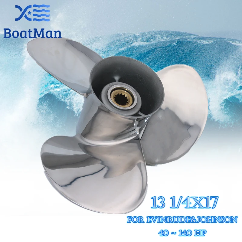 Boatman Propeller 13 1/4 x17 Match with Evinrude&Johnson Outboard Engines110HP＆135HP 3 Blades Stainless Steel 13 Spline Tooth RH rb1000 handle burr metal deburring tool handle remover cutting tool with 10pcs bs1010 deburr blades for deburring brass steel