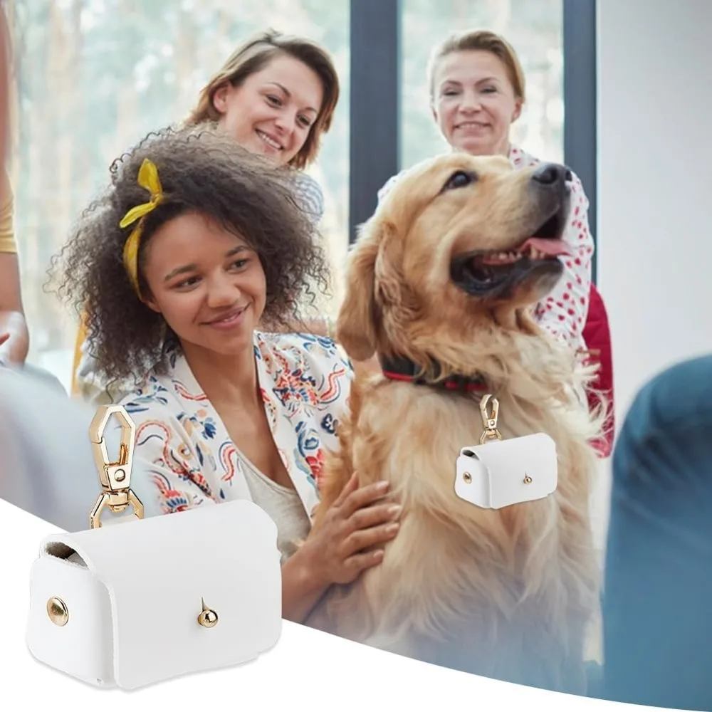 White Dog Ring Bearer Ring Holder Leather Wedding Pillow Box for Pet Bearer Pillows for Dog Collar Wedding Pouch
