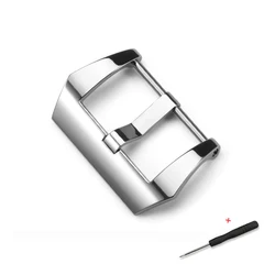 Premium Stainless Steel Watch Band Buckle with Clasp and Screw Pin - 18mm (Silver polished)