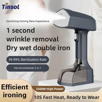 TINSOL 2500W handheld steam garment steamer, dual wet and dry use, 10-second fast preheat, portable steam iron 1
