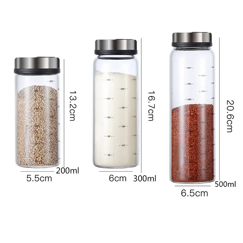 Seasoning Jar Salt Shaker Spices Bottle High Borosilicate Glass Seasoning Can With Rotary Lid