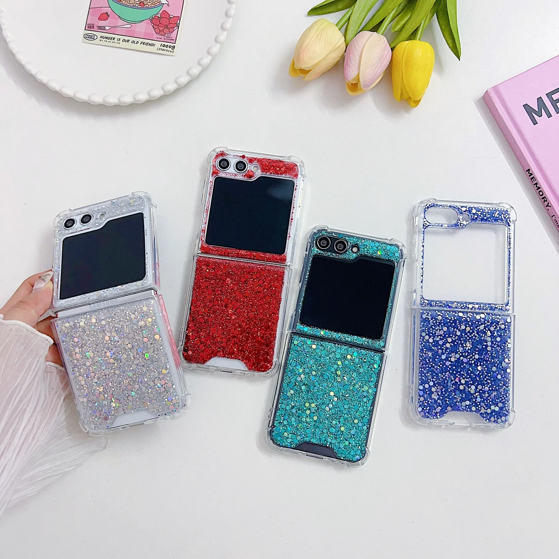 Colorful Transparent Glitter Shockproof Silicone Case with Four-Corner Protection