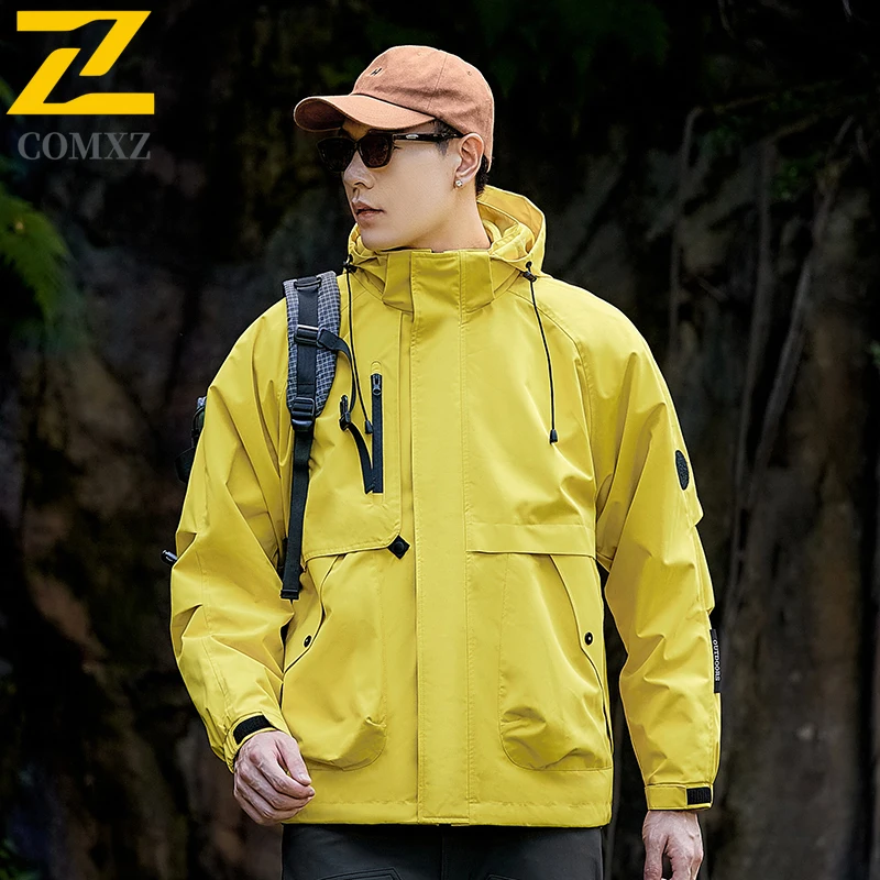 COMXZ 3-in-1 Waterproof Windproof Jacket for Couples Winter Detachable Down Coat Mountain Climbing Thermal Outdoor Gear