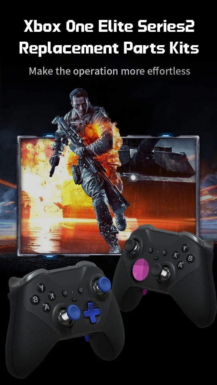 16-in-1 for Xbox One Elite Series 2 Controller Accessory Kit Metal D-Keys Trigger Paddles Repair Kit Gamepad Thumbstick Grip