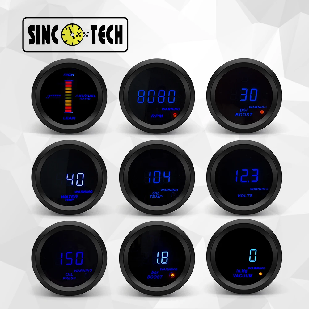 52Mm Sincotech 611 Serie Car Motor Gauge Automobile Rpm Temperatura Dell'Acqua Pressione Dell'Olio Boost/Turbo Voltmetro