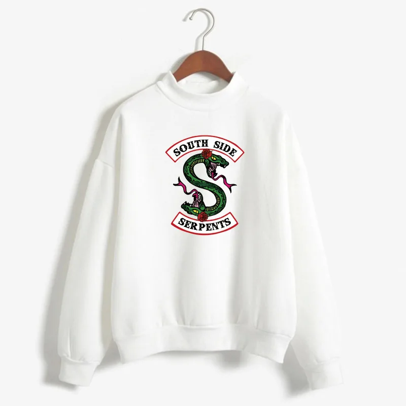 

South Side Serpents Print Women Sweatshirt Sweet Korean O-neck Knitted Pullover Thick Autumn Candy Color Lady Riverdale Clothing