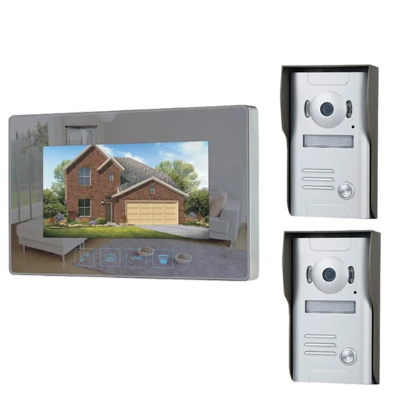 

ZHUDELE 7 inch Home Intercom Video Door Phone Doorphone Waterproof Hand-free Villa Unlock Night Vision Camera Two-way Doorbell