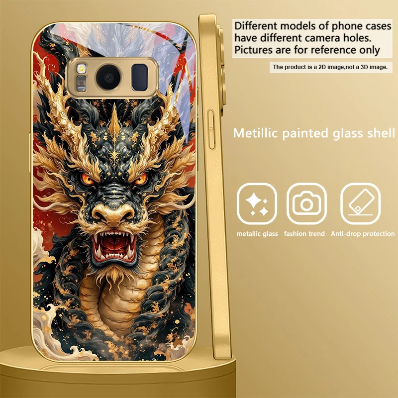 Majestic Golden Eastern Dragon Glass Phone Case