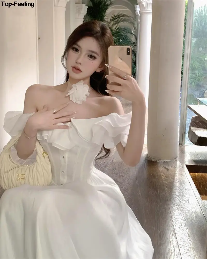 Summer New Floral Midi Dresses for Women Elegant Casual Birthday Party Dress Vintage Chic A-Line Prom Robe Wedding Vestido Mujer