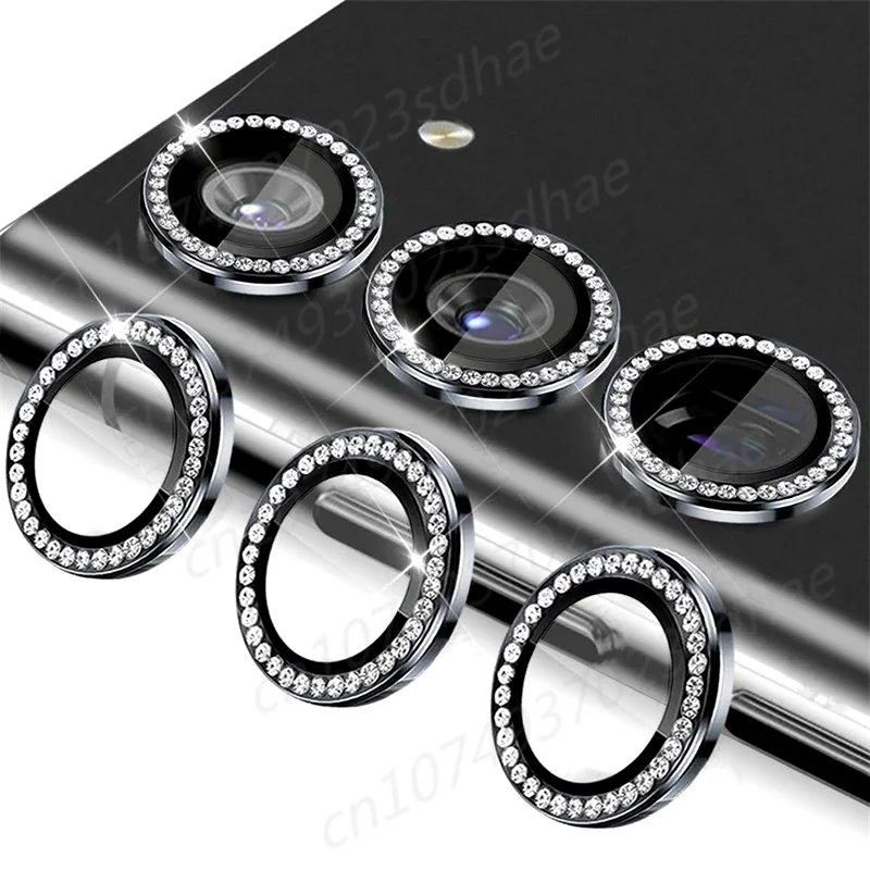 Diamond 9H Tempered Glass Camera Lens Protector with Alloy Ring Cover