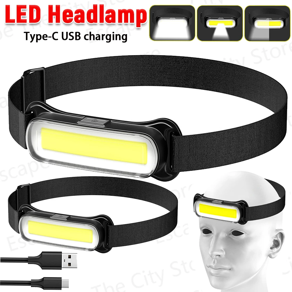 

LED Headlamp 3 Modes USB Rechargeable Headlight Waterproof Head Light For Running Camping Emergency Outdoors Camping Equipment