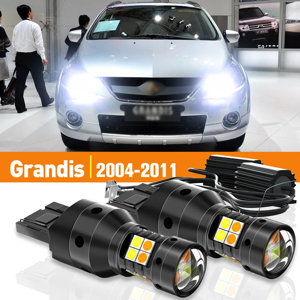

2x LED Dual Mode Turn Signal+Daytime Running Light DRL For Mitsubishi Grandis 2004-2011 2005 2006 2007 2008 Accessories Canbus