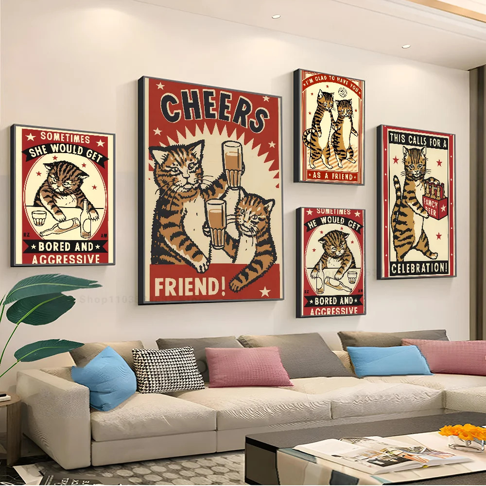 

Dinner Pet Cat Classic Anime Poster Paper Print Home Living Room Bedroom Entrance Bar Restaurant Cafe Art Painting