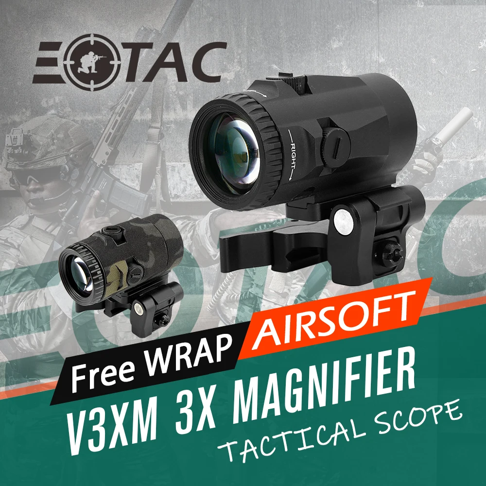 Magnifier Scope V3XM 3x w/ Quick Release Flip Mount Work With Red Dot Sight Fit weaver picatinny rail mount For Hunting