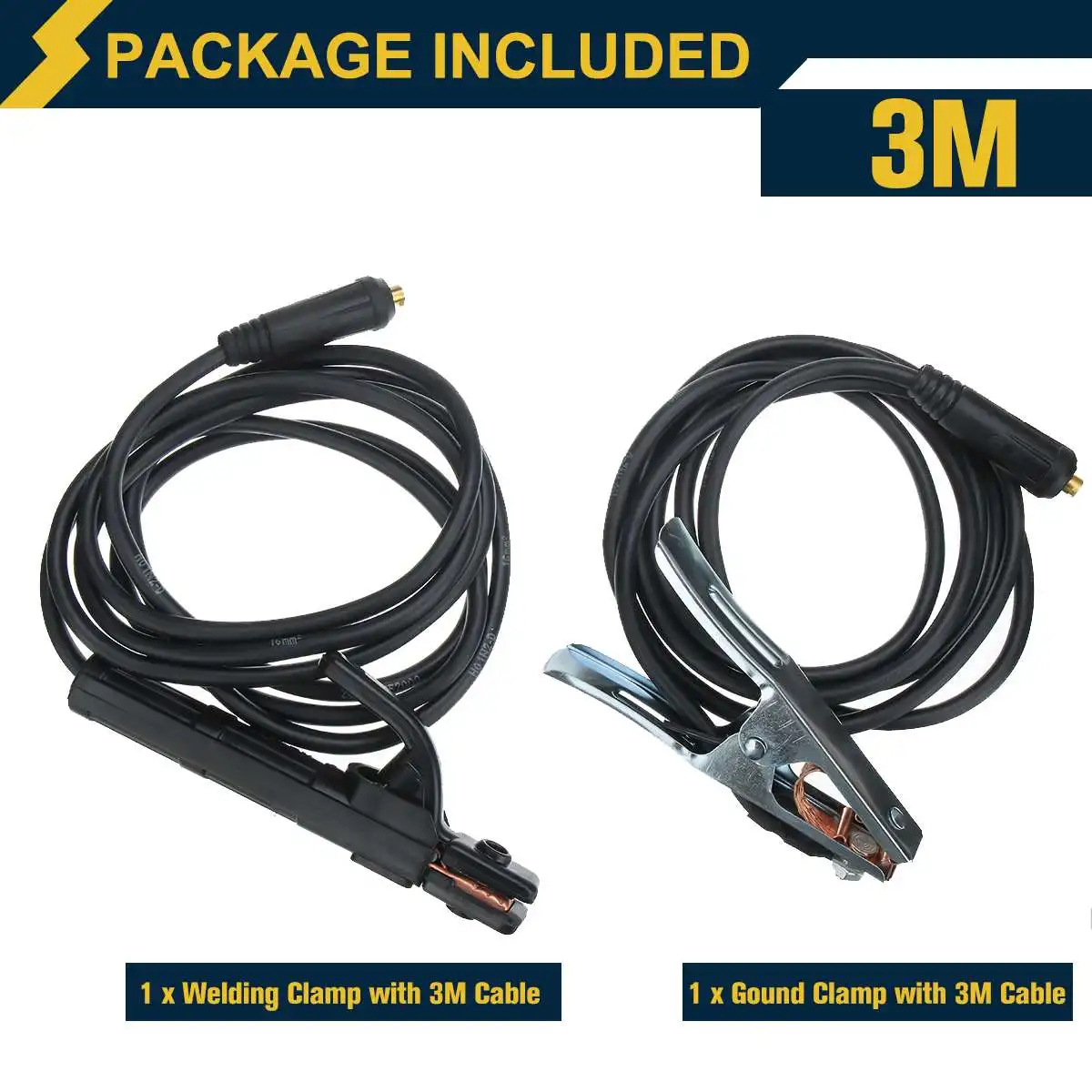 200A Groud Welding Earth Clamp Clip Set For Mig Tig ARC Welding Machine Electrode Holder 3M Cable + Earth Clamp 3M Cable