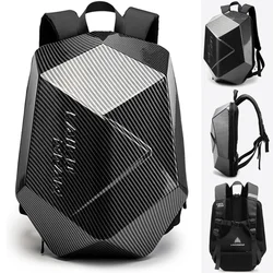 Men's Scalable Motorcycle Backpack Motorbike 18 Inch Laptop Backpack Carbon Fiber Hard Shell Motorcycle Bag Riding Helmet Bag