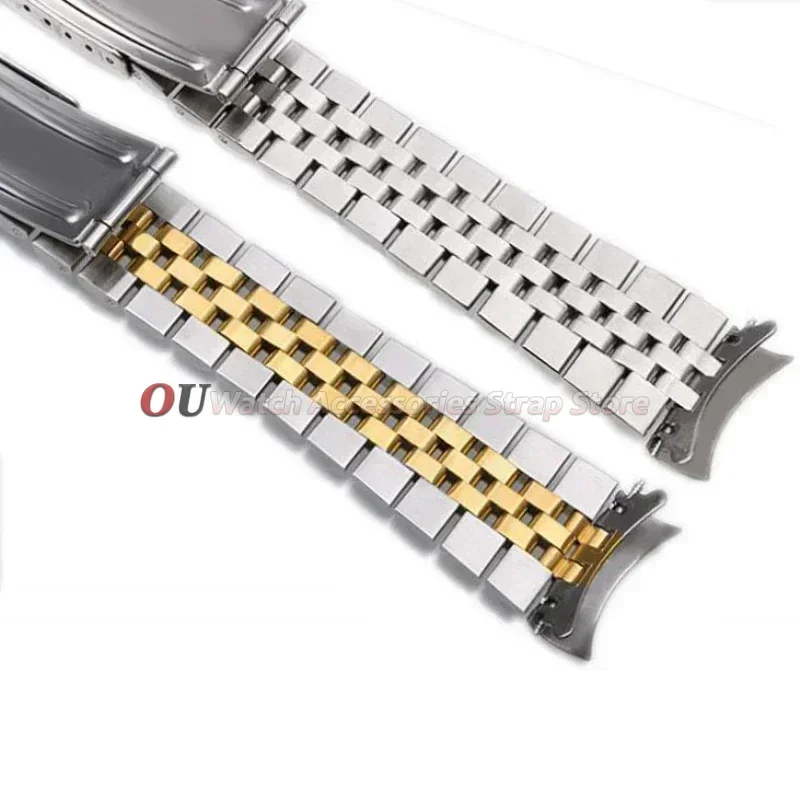 Luxury Stainless Steel Curved End Watch Bracelet - Jubilee Style Strap