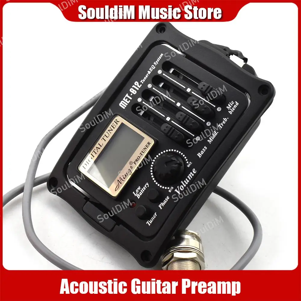 

MET-B12 4 Band Acoustic Guitar Piezo Pickup with MicroPhone Folk Guitar Tuner EQ System Wooden Guitar Equalizer