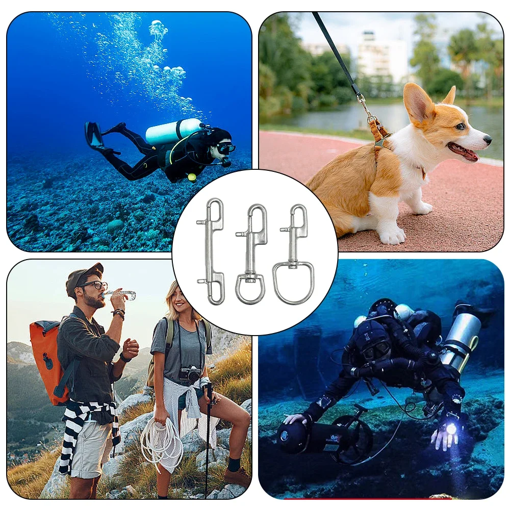 Quickdraw Stainless Steel Diving Hook Single/Double Swivel Hooks Scuba Camping Diving Pets Haulage String Hook Pool Accessories 6
