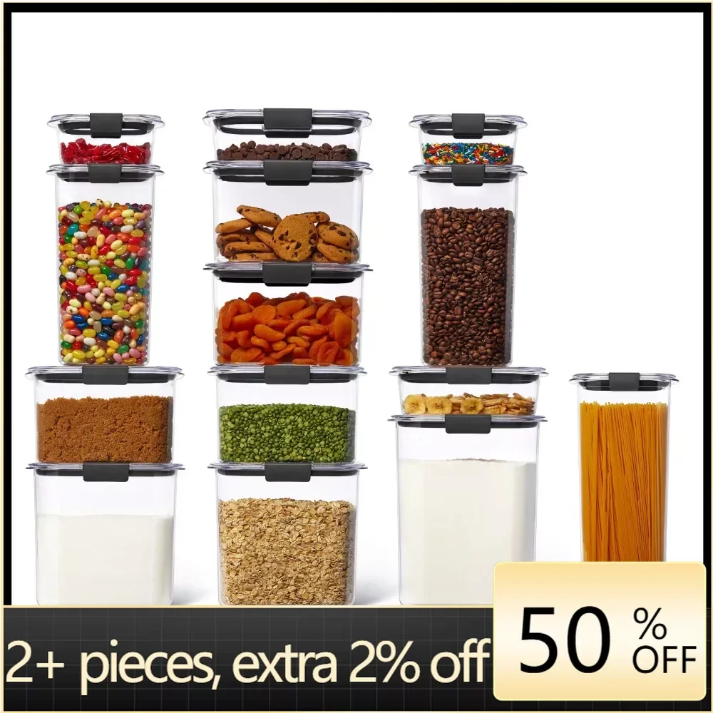 

Plastic Food Storage Pantry Set of 14 Containers With Lids (28 Pieces Total) Freight Free Freight Free Kitchen & Organization