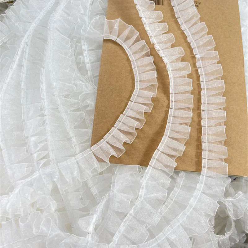 Weiße Plissierte Chiffon-Spitze – Elastischer Besatz Für Hochzeitskleider, DIY & Dekoration (Breite 15,2 Cm)