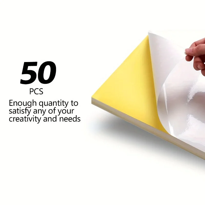 50 sheets Printing paper & A4 size stickers, suitable for laser printers and inkjet printers, self-adhesive printing paper