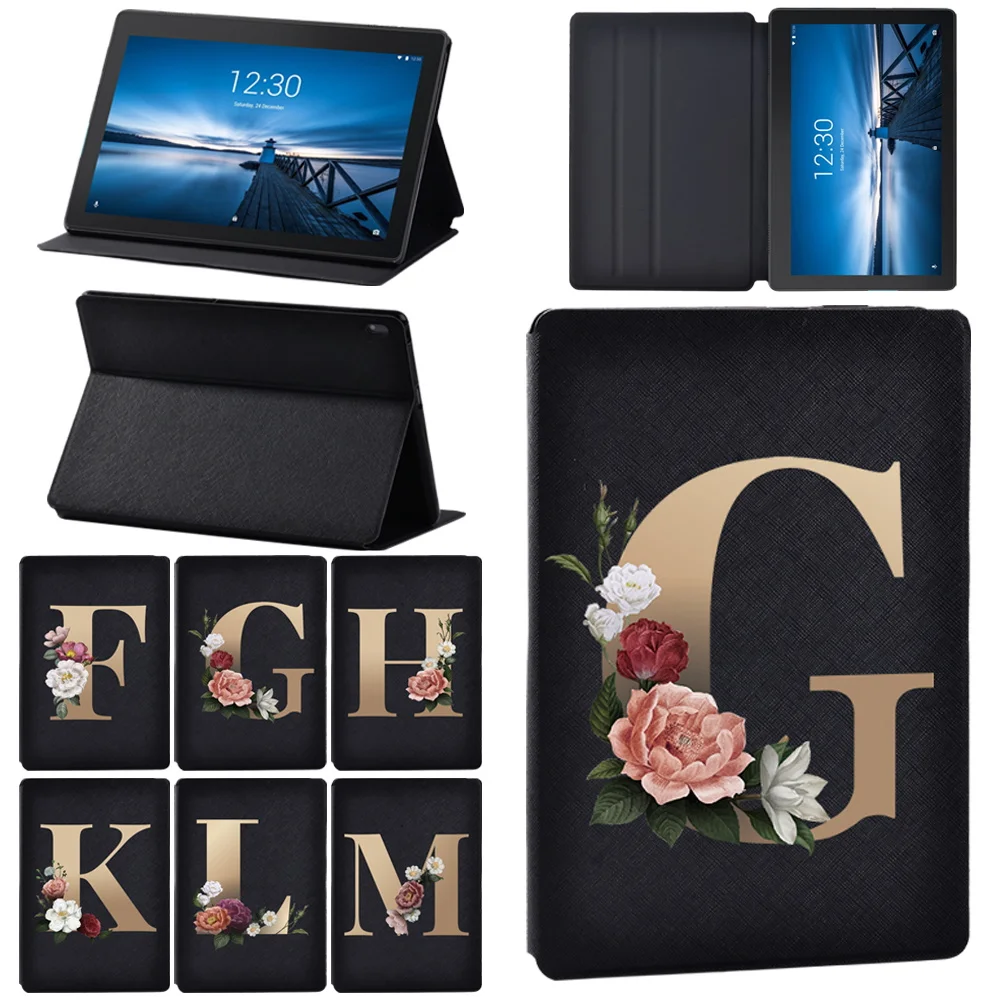 Custodia Per Tablet Per Lenovo Tab E10 10.1 "/Tab M10 10.1"/Tab M10 Fhd Plus 10.3 "-Custodia Con Motivo A Stampa Serie Gold Letter