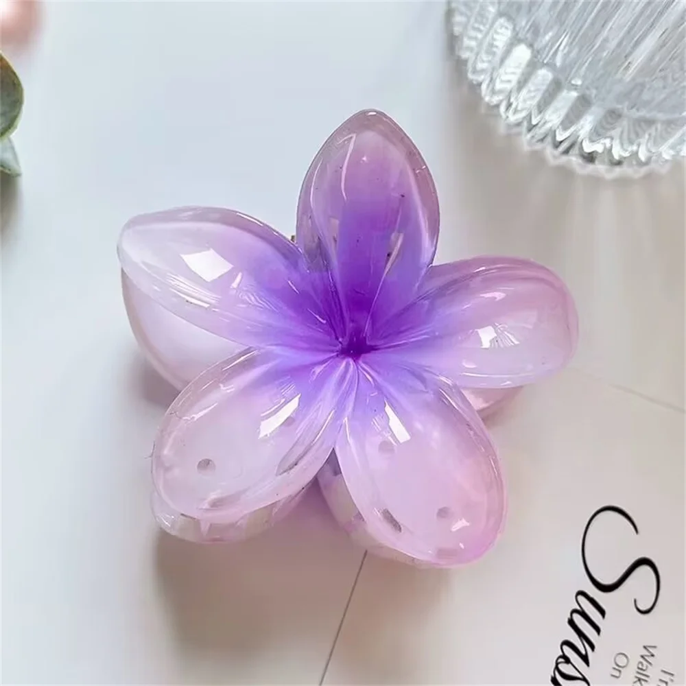 Description Picture 6 of item1/3/4PCS Summer Gradient Flower Acrylic Hair Clip For Women Sweet Ponytail Hair Claw Shark Hairpin Barrettes Hair