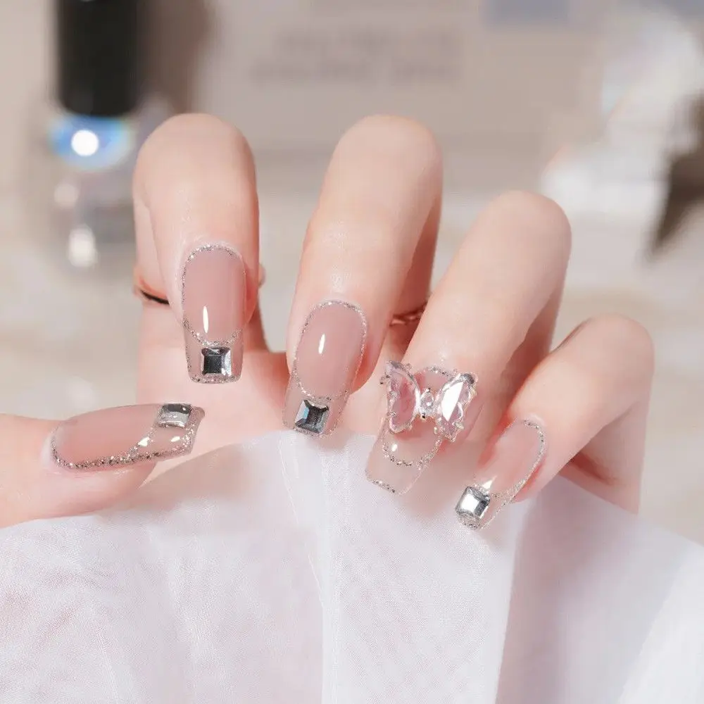 

Detachable Beauty Tool Nail Tips Manicure False Nails Butterfly Nail Patch Full Cover Square diamond