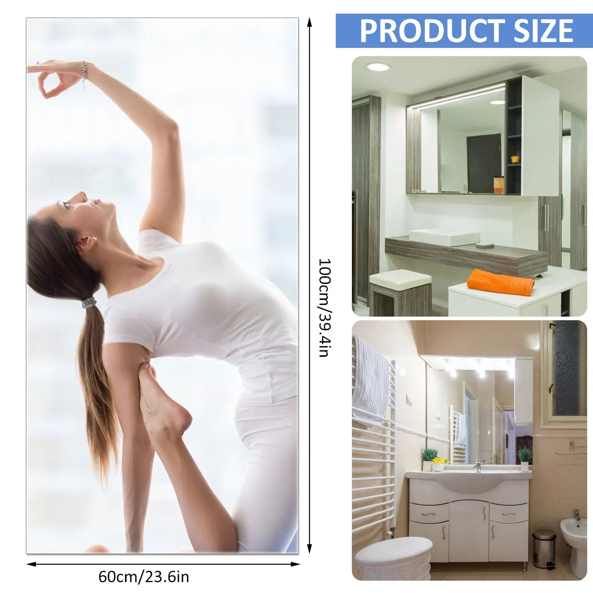 Self Adhesive Mirror Stickers Flexible Mirrors Sheets Cuttable DIY Wall Mirror PET Non Glass Stickers Wall