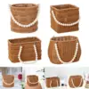 Imitation Rattan Basket Flower Basket Artificial Pearl Handle Stylish Appearance Versatile Picnic Basket for Lotions Toiletries 3