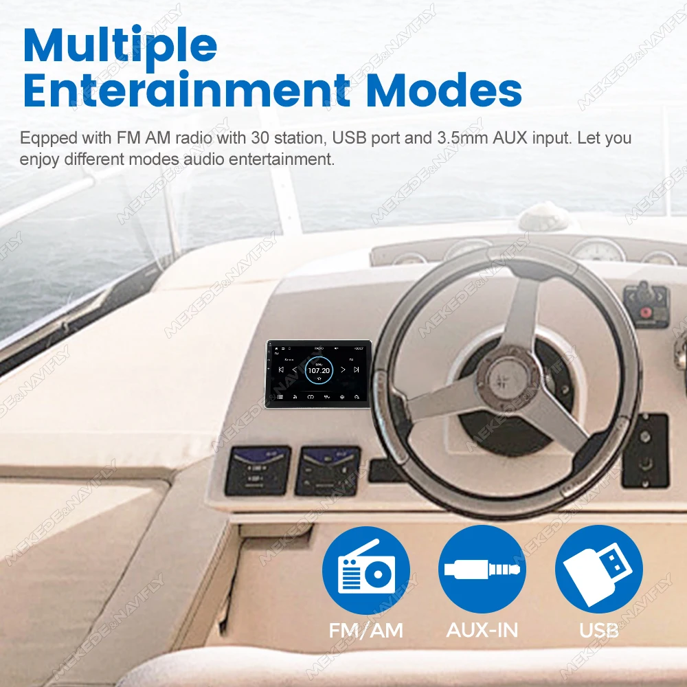 Marine Audio Boat Radio For Yacht Gauge ATV UTV RV Golf Cart Speedboat MP5 Player IP66 Waterproof BT5.0 Support Carplay Auto