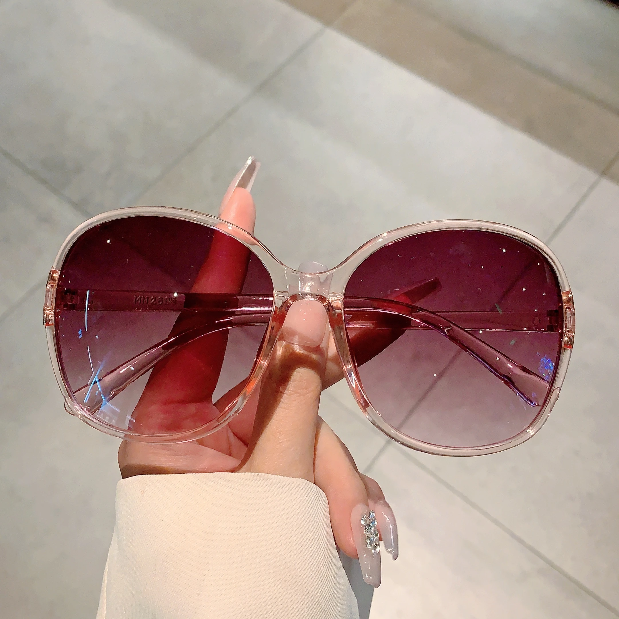 Kammpt Frauen übergroße Sonnenbrille neu in Vintage runden Farbverlauf Outdoor-Farben stilvoll ins Luxus Marke Design Sonnenbrille