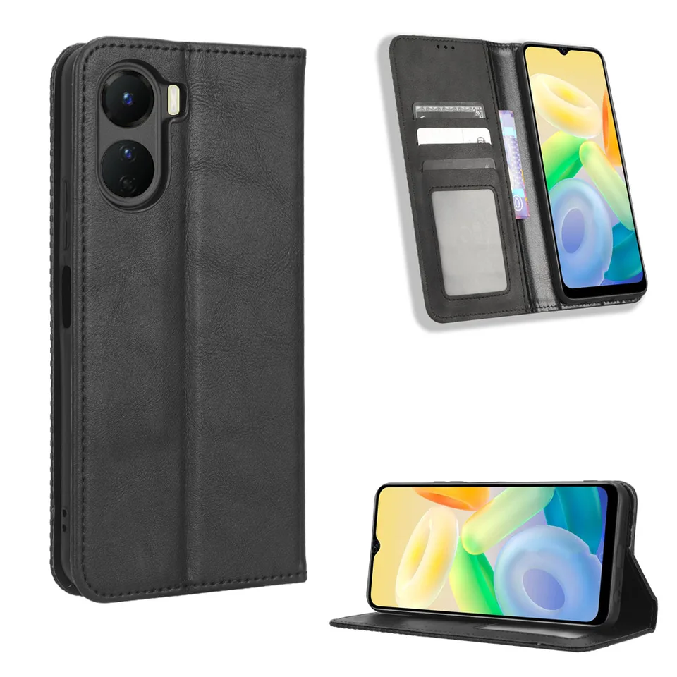 EASSGU Custodia Per Vivo Y76 5G (6.58 Inches) Pelle PU Flip Folio