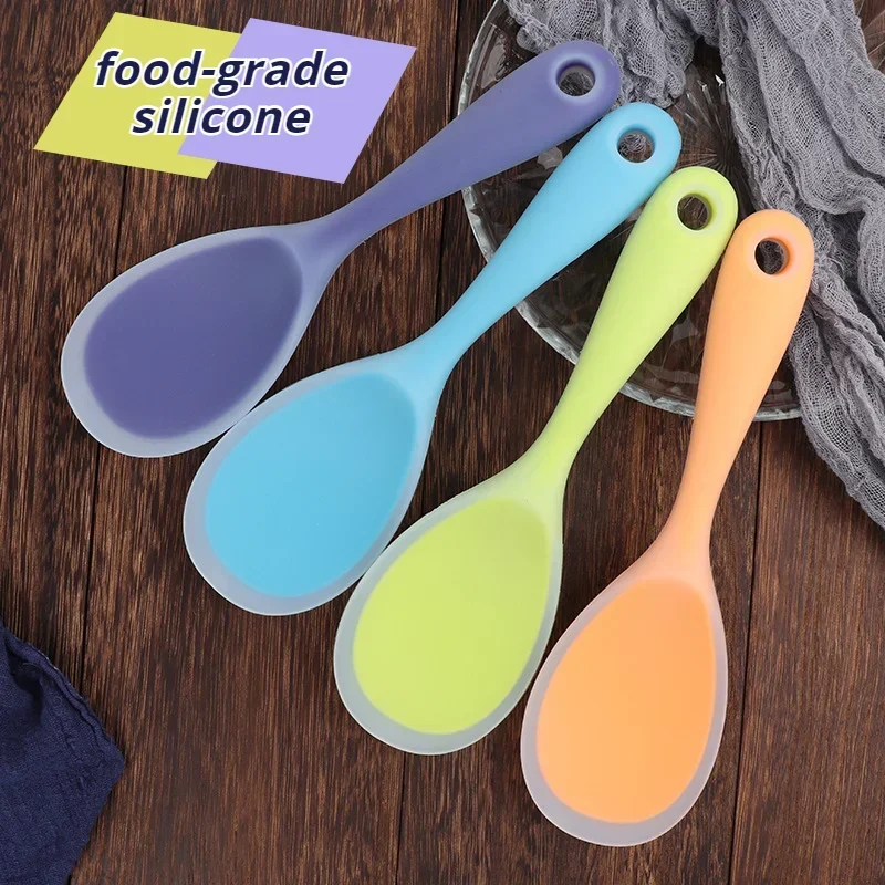 Silicone Cooking Spoon Heat-resistant Rice Scoop Anti-scald Non-stick Cookware Tablespoon Cooking Utensils silicone kitchen utensils,silicone cooking spoon,cooking scoop