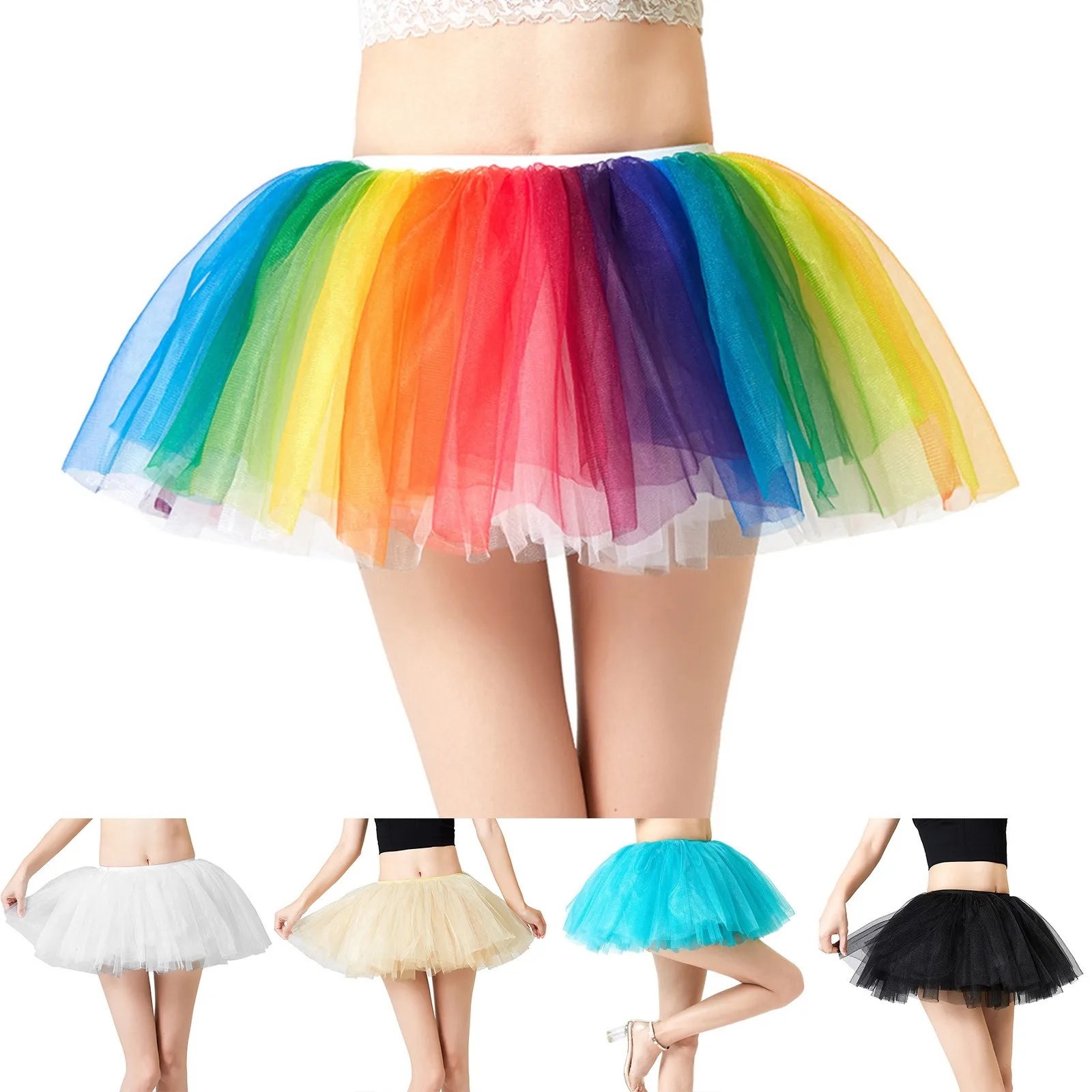 

Kawaii Baby Girls Colorful Rainbow Tulle Tutu Half Body Skirt Carnival Outfit Mardi Gras Party Puffy Skirts Faldas Girl Y2k